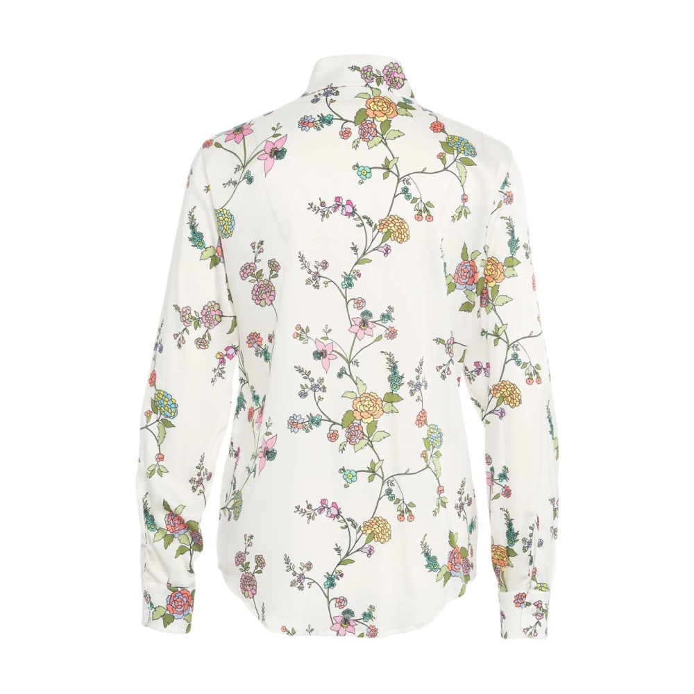 Himon's Witte Bloes Bloemen Elegant Stijl Multicolor Dames