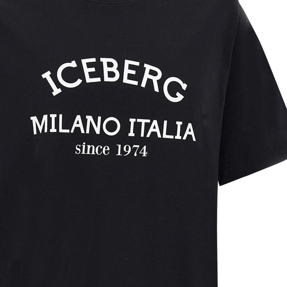 Iceberg Zwart Crew Neck Logo Print T-shirt Black Heren