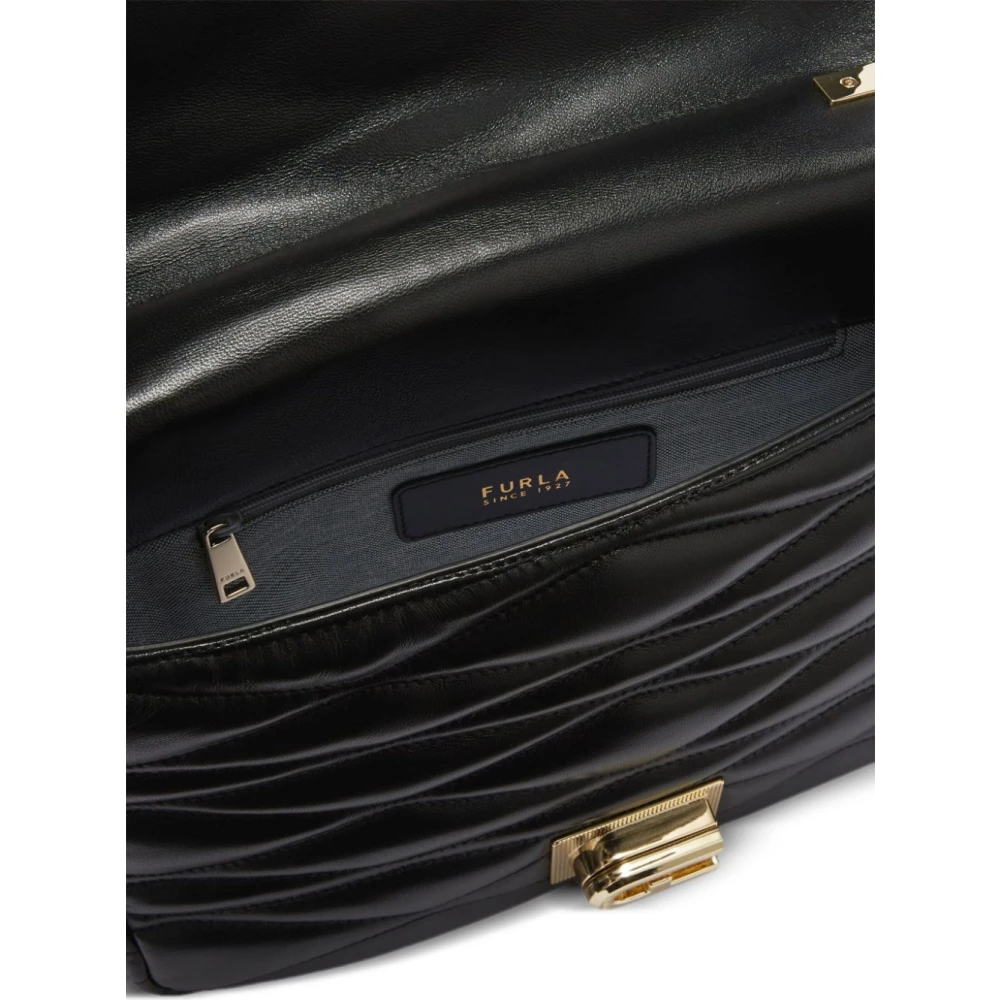 Furla Zwarte Schakel-schouderzak met Overslag Top Black Dames