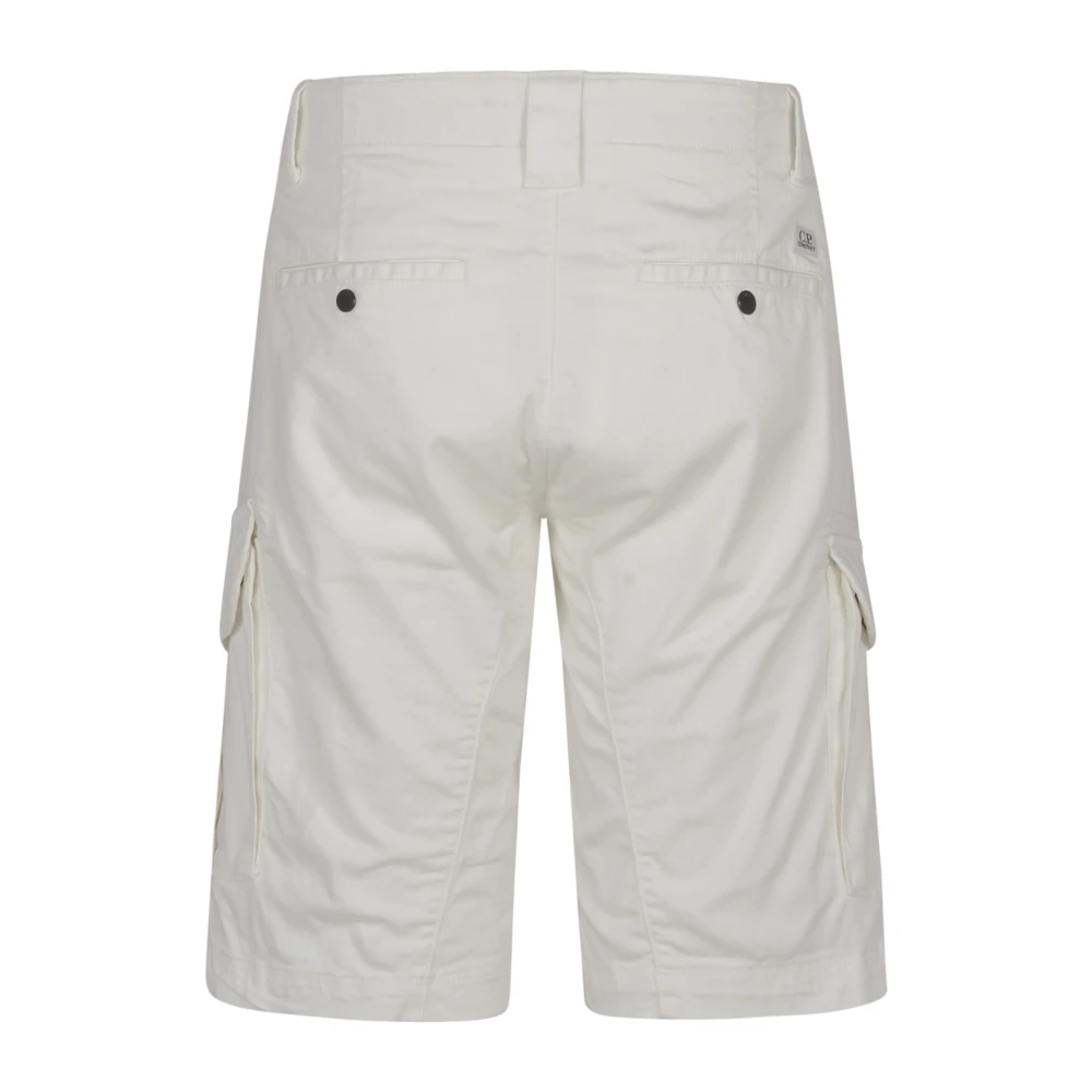 C.P. Company Cargo Bermuda Broek in Satin Stretch White Heren