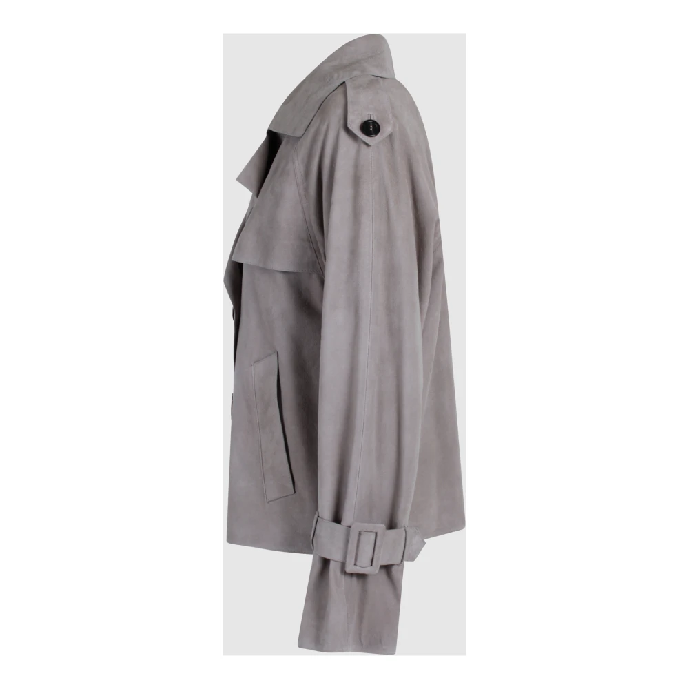 Oakwood Leren Jack met Raglanmouwen en Brede Revers Beige Dames