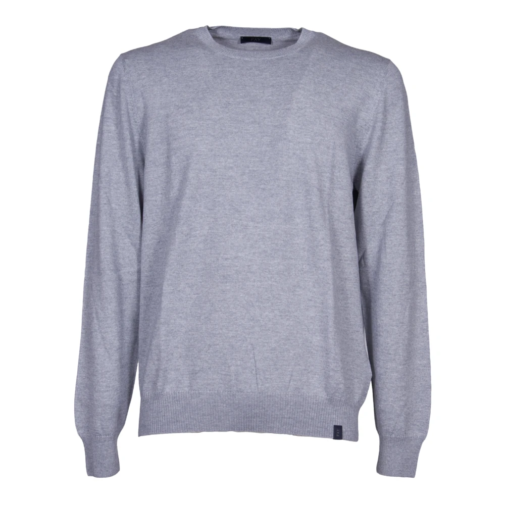 Fay Grijze Crew Neck Wollen Trui Gray Heren