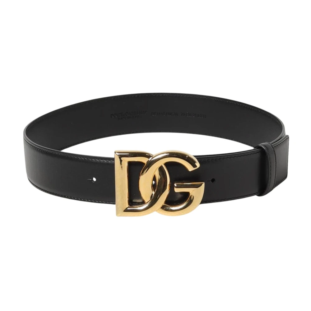 Dolce & Gabbana Women's Black Belts,, Leather Belt With Dg Buckle Medium