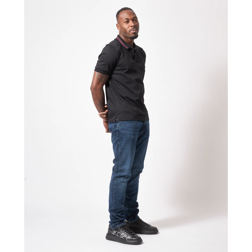 Hugo Boss Slim Fit Gekamd Katoenen Poloshirt Black Heren