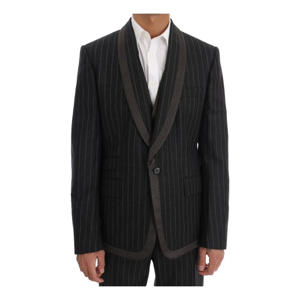 Dolce & Gabbana Pinstripe Pak voor Mannen Zwart Gray Heren