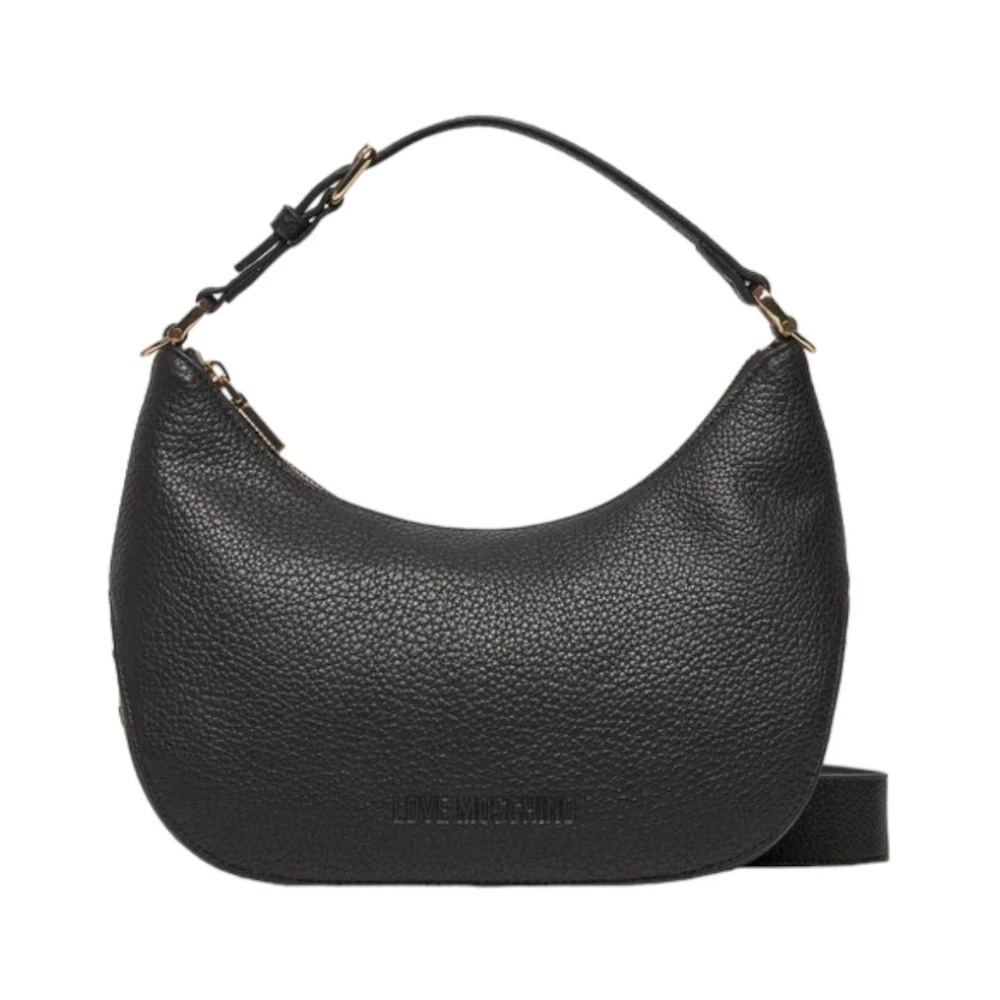 Love Moschino Zwarte Synthetische Schoudertas met Metalen Rits Black Dames