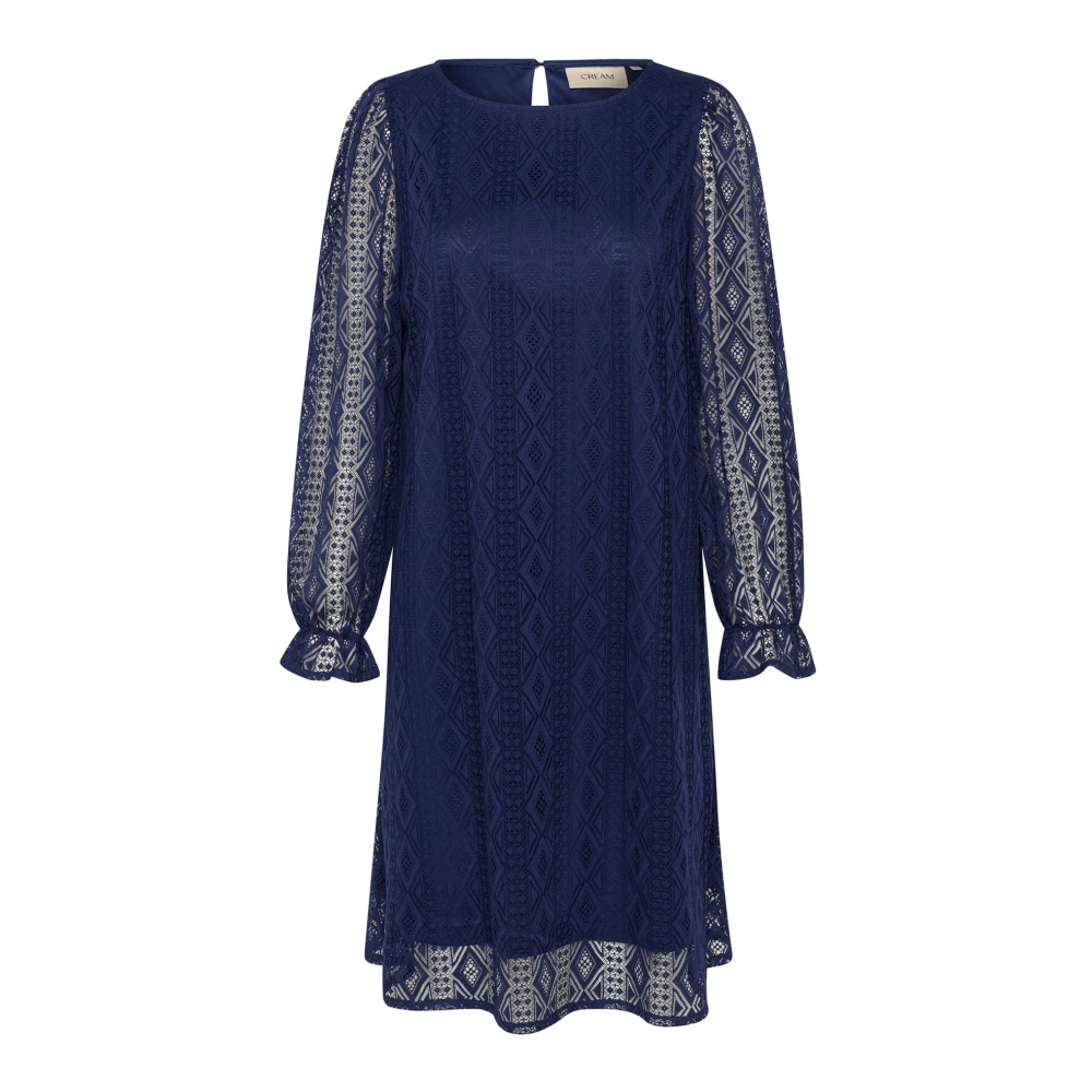 Cream Ocean Cavern Geborduurde Jurk Blue Dames