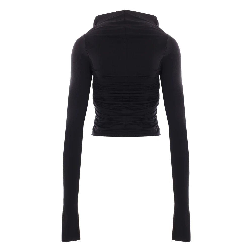 Rick Owens Zwarte Top van Jersey met Lange Mouwen en Cut-Out Black Dames