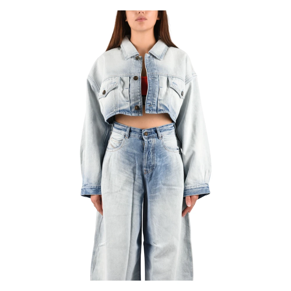 Diesel Donna Blu - Giacca Trucker Cropped De-Malley-S - Jackets - S