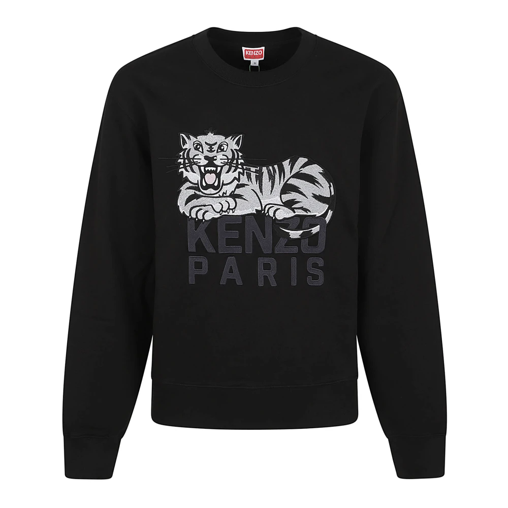 Kenzo Svart Sweatshirt med Happy Tiger Broderi Black, Herr