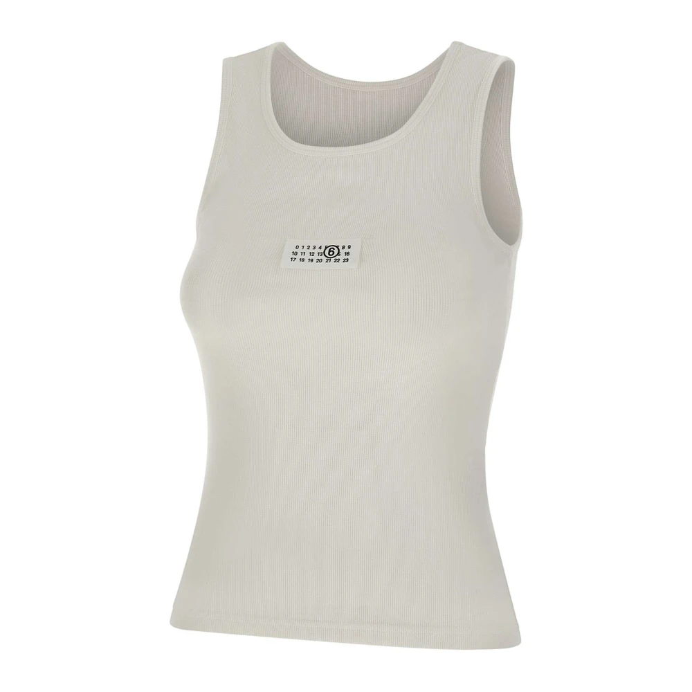 Mm6 Maison Margiela Mujer Blanco - Camiseta De Tirantes De Punto De Canalé - Tops - L - Camiseta De Tirantes De Punto De Canalé