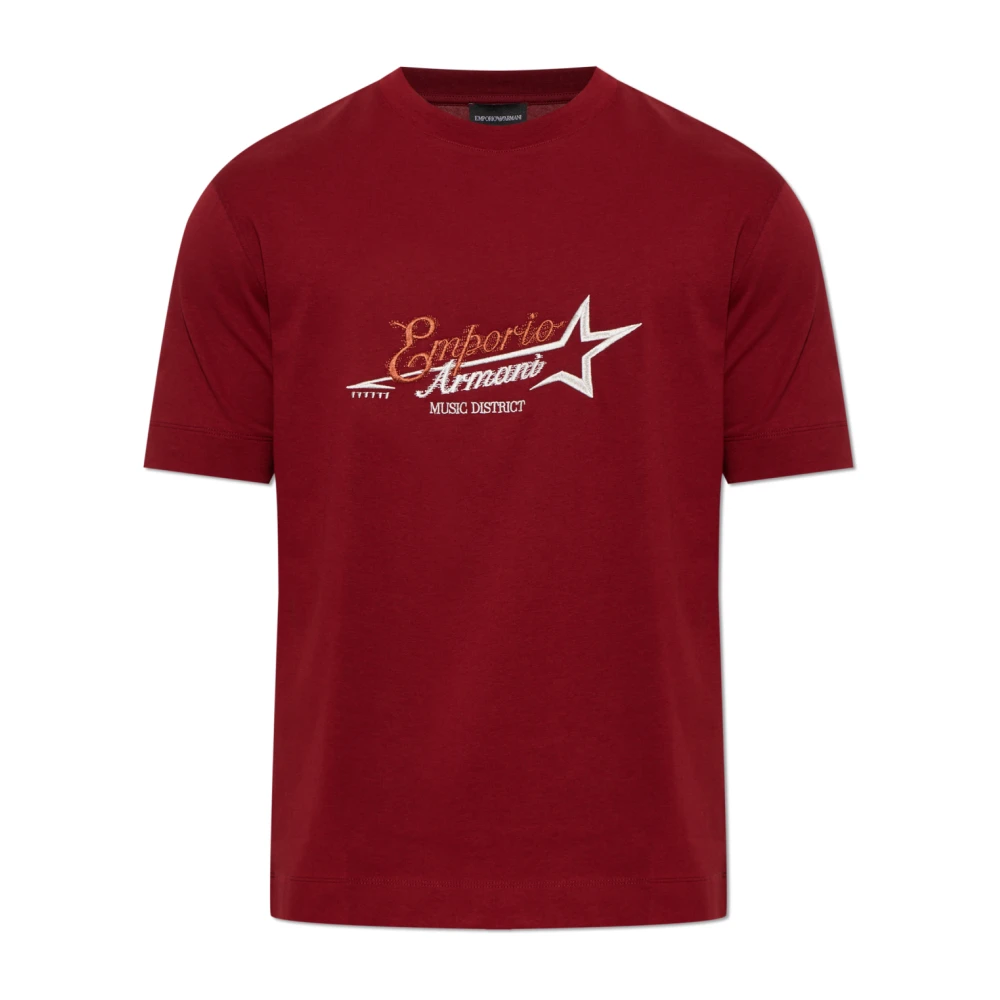 Emporio Armani Homme Rouge - T-Shirt Avec Logo Brodé - Tops - Taille: L