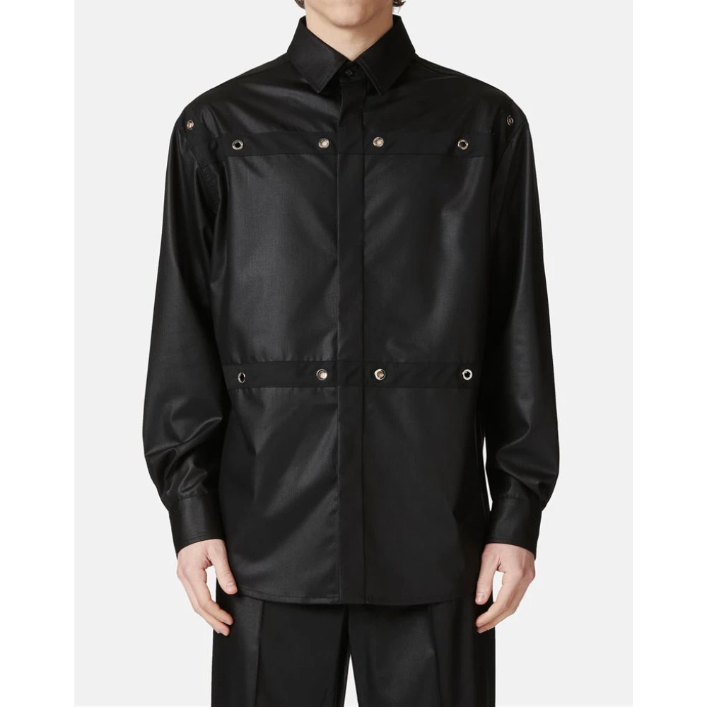 Iceberg Ruimvallend shirt in koele chinched wol Black Heren