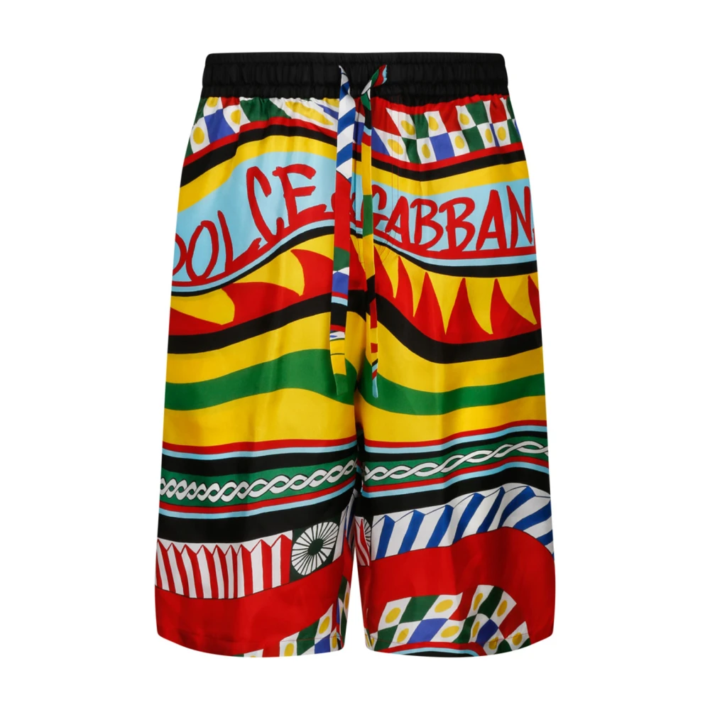 Dolce & Gabbana Uomo Multicolor Shorts Bermuda Stampa Carreto E