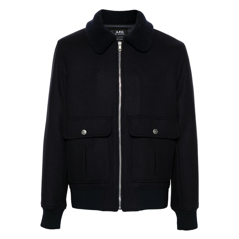 A.p.c. Wol Blend Cardigan Blue Heren