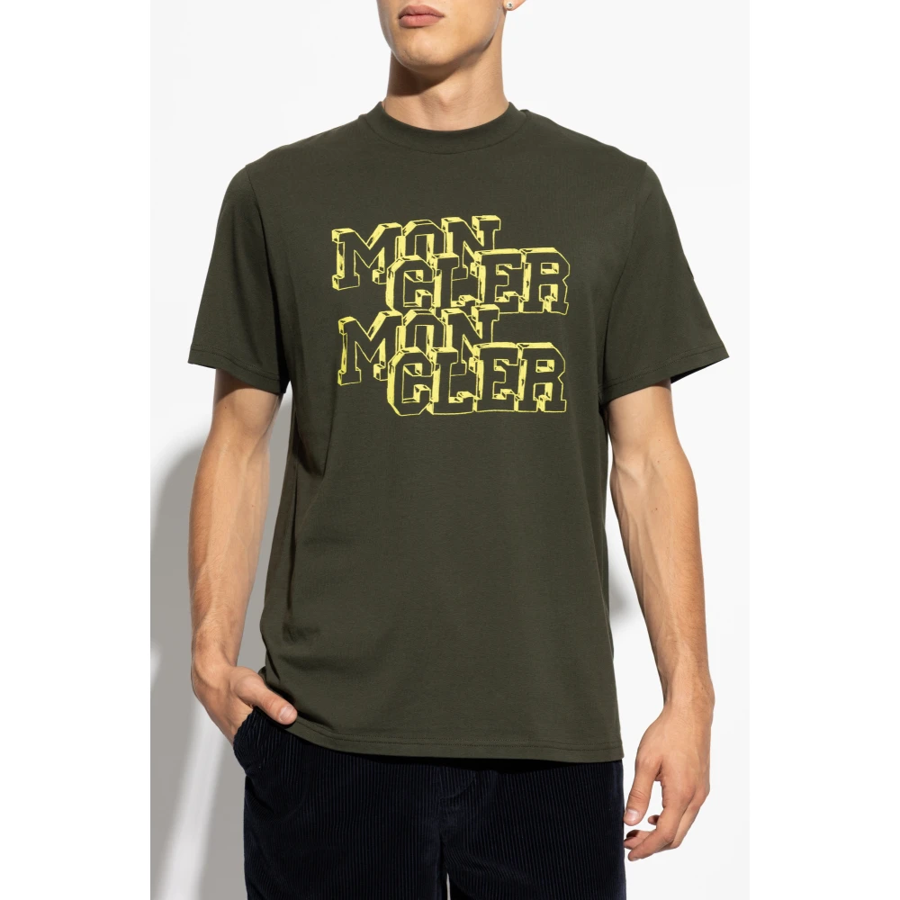 Moncler T-shirt met logo Green Heren