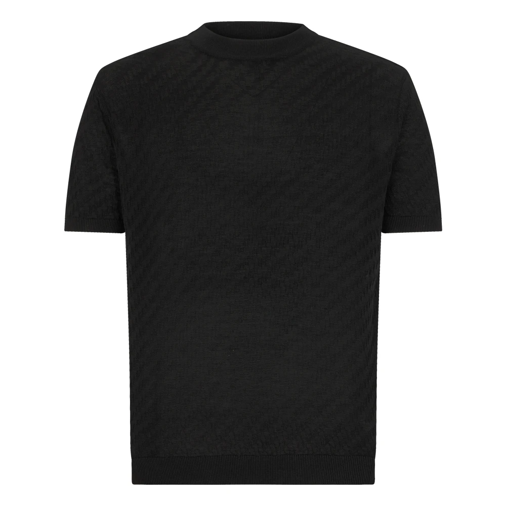 Emporio Armani Men's Black Round-Neck Knitwear, M, Virgin Wool Jumper