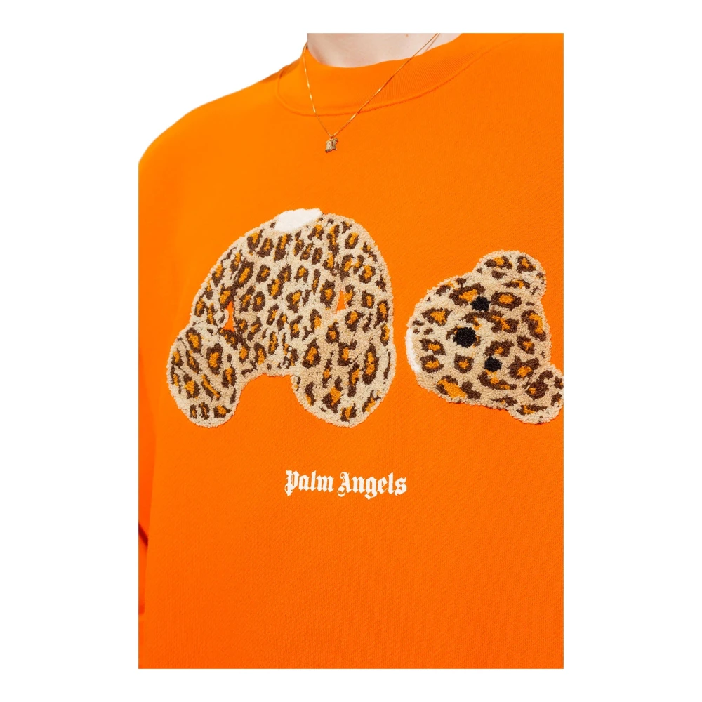 Palm Angels Logo Katoenen Sweatshirt Italië Gemaakt Orange Dames