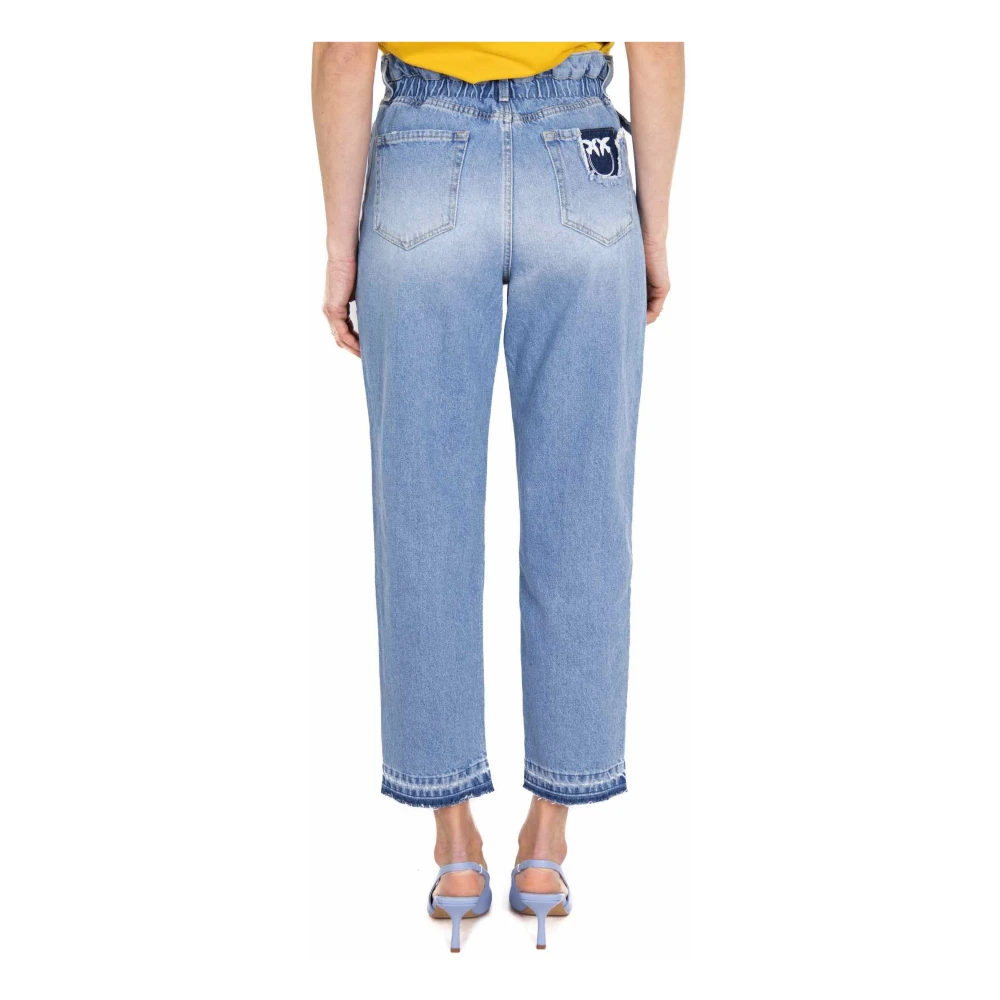 pinko Hoge Taille Mom Fit Jeans met Blauwe Riem Blue Dames