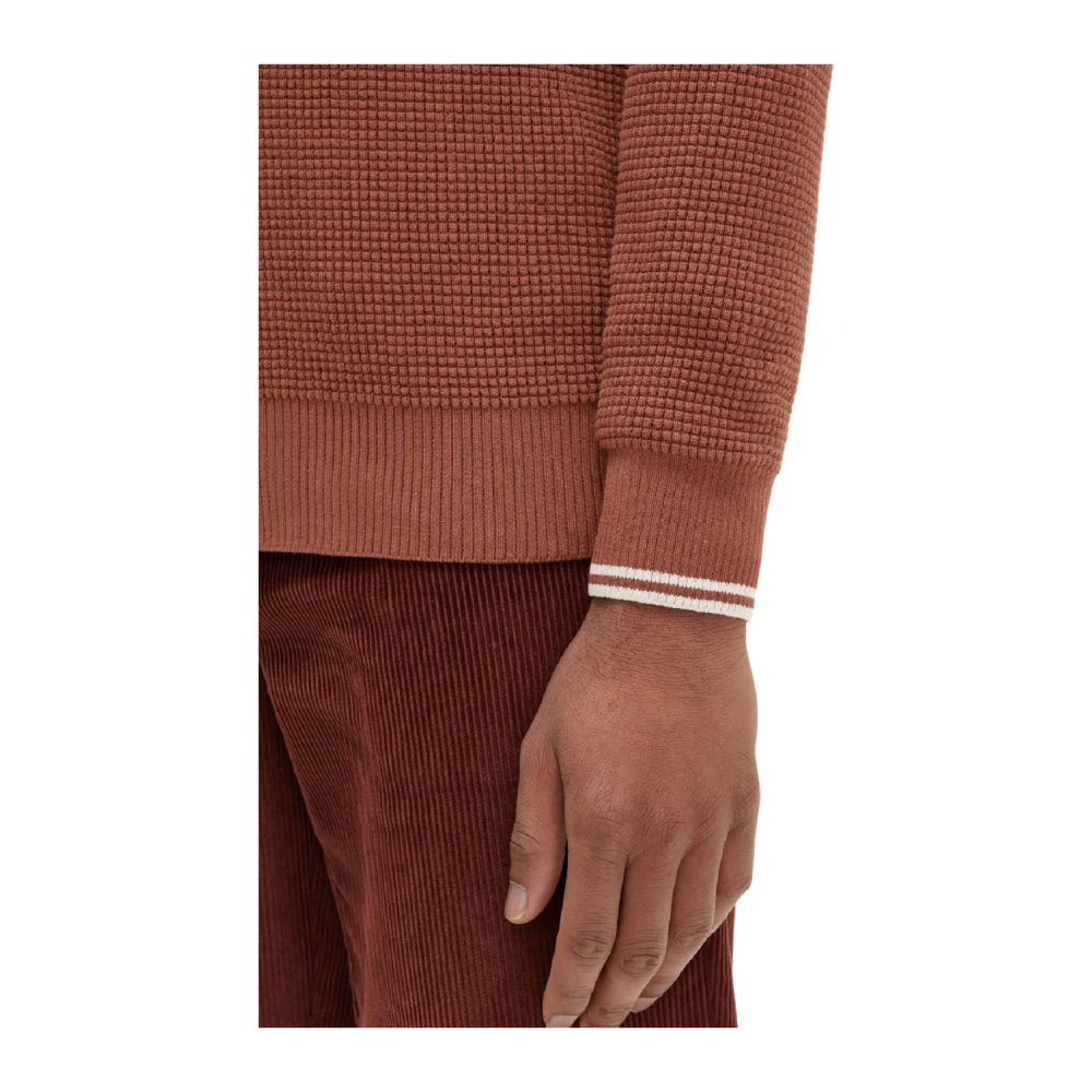 Fred Perry Bruine Trui Honingraat Textuur Laagjesstuk Brown Heren
