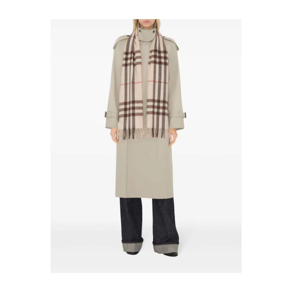 Burberry Giant Check Cashmere Sjaal met Franjes Multicolor Dames