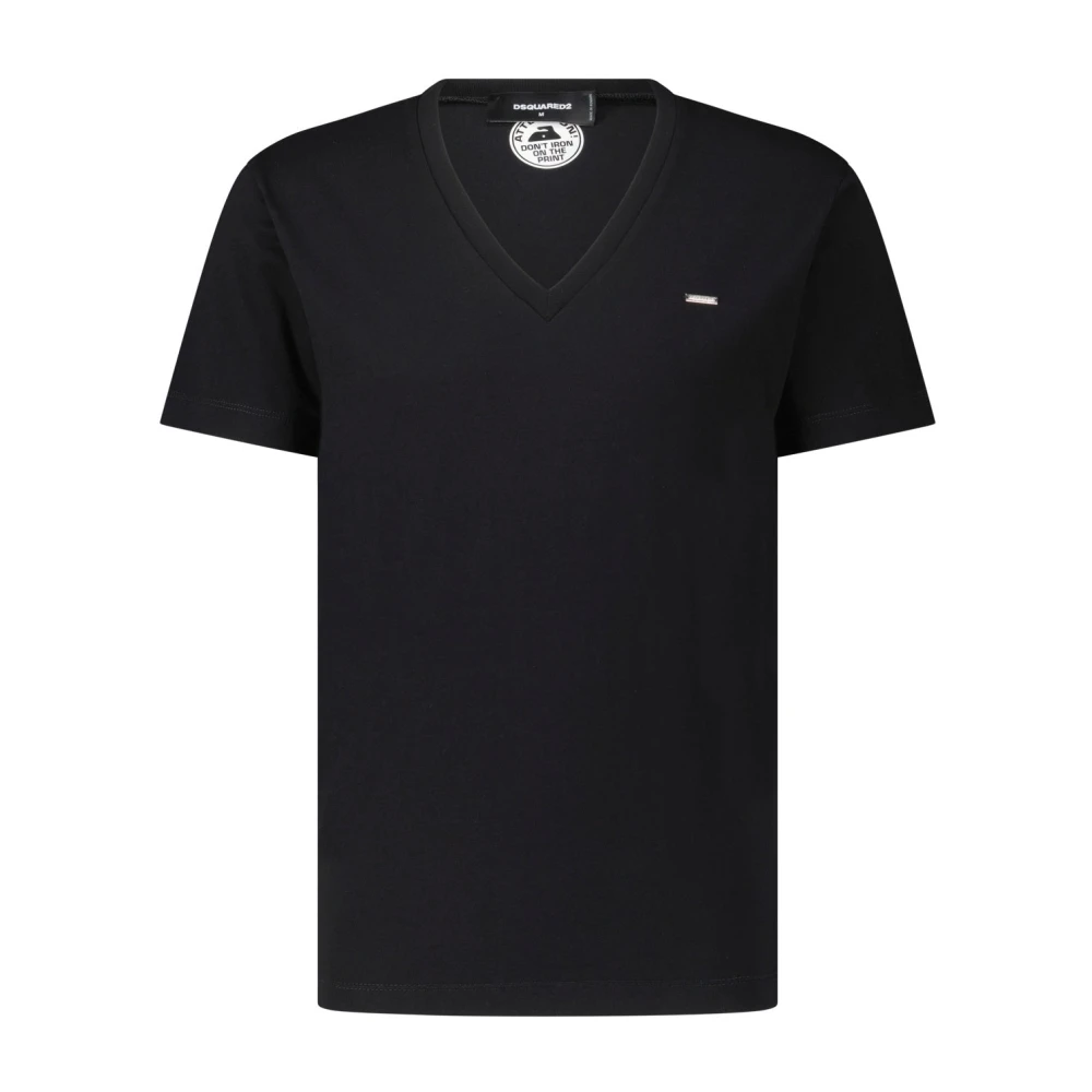 Dsquared2 V-ringad T-shirt med logodetalj Black, Herr