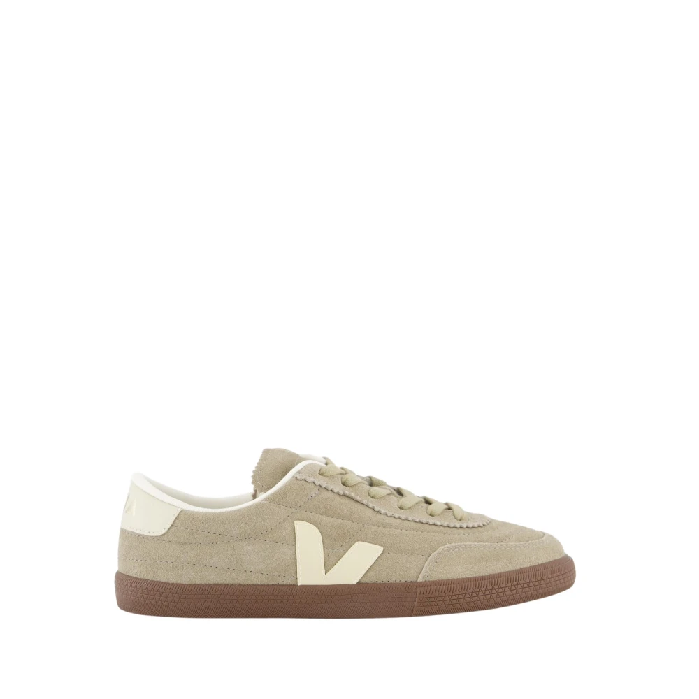 Veja Suede Sneaker in Taupe Dames Schoenen Groen