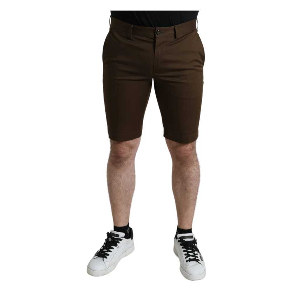 Dolce & Gabbana Chique Bruine Bermuda Shorts met Logo Detail Brown Heren