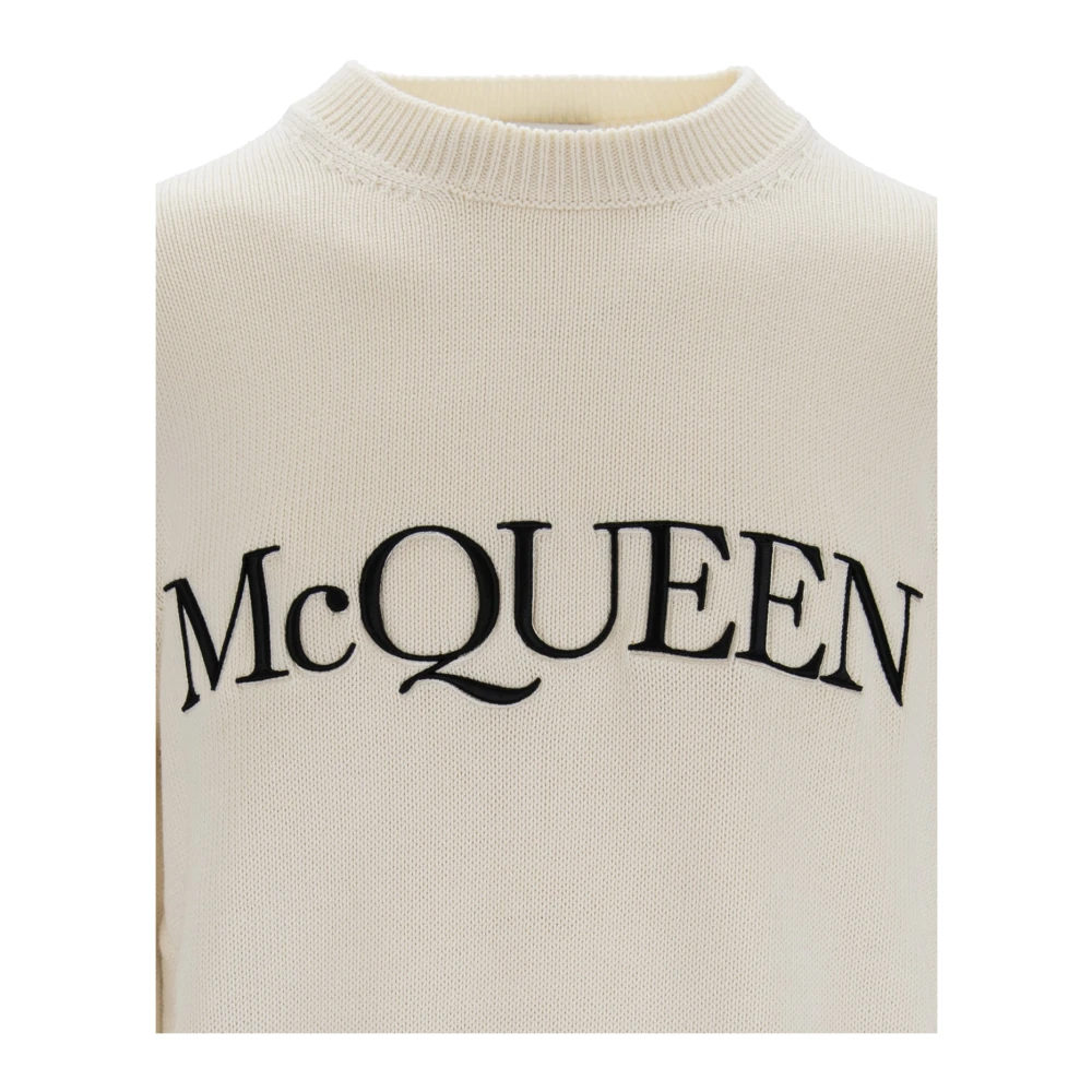 alexander mcqueen Heren Crewneck Sweater met Geborduurd Logo Beige Heren