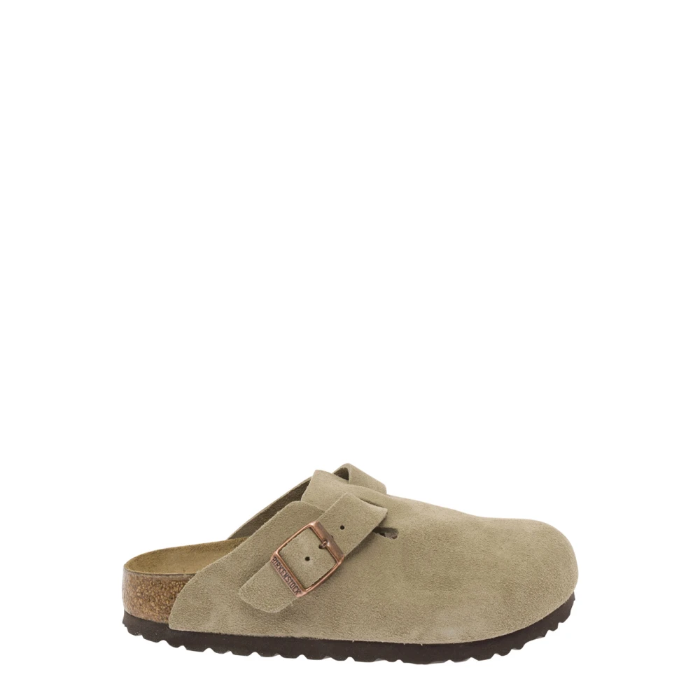 Birkenstock , Mules, Female, Beige, 6 Uk, Beige Suede Mules With Engraved Logo