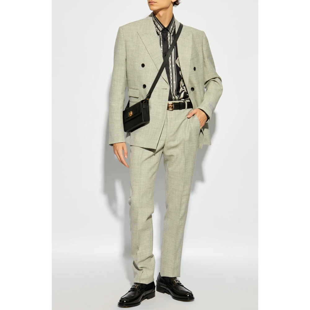 Versace Wollen broek met vouw Gray Heren