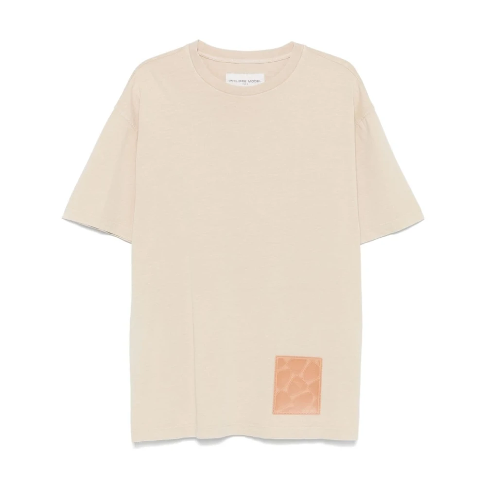 Philippe Model Beige Jersey Logo T-shirts en Polos Beige Heren