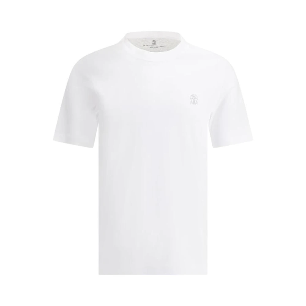 BRUNELLO CUCINELLI Monochrome Logo T-shirt White Heren