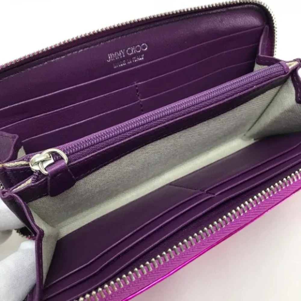 Jimmy Choo Pre-owned Leather wallets Purple Dames