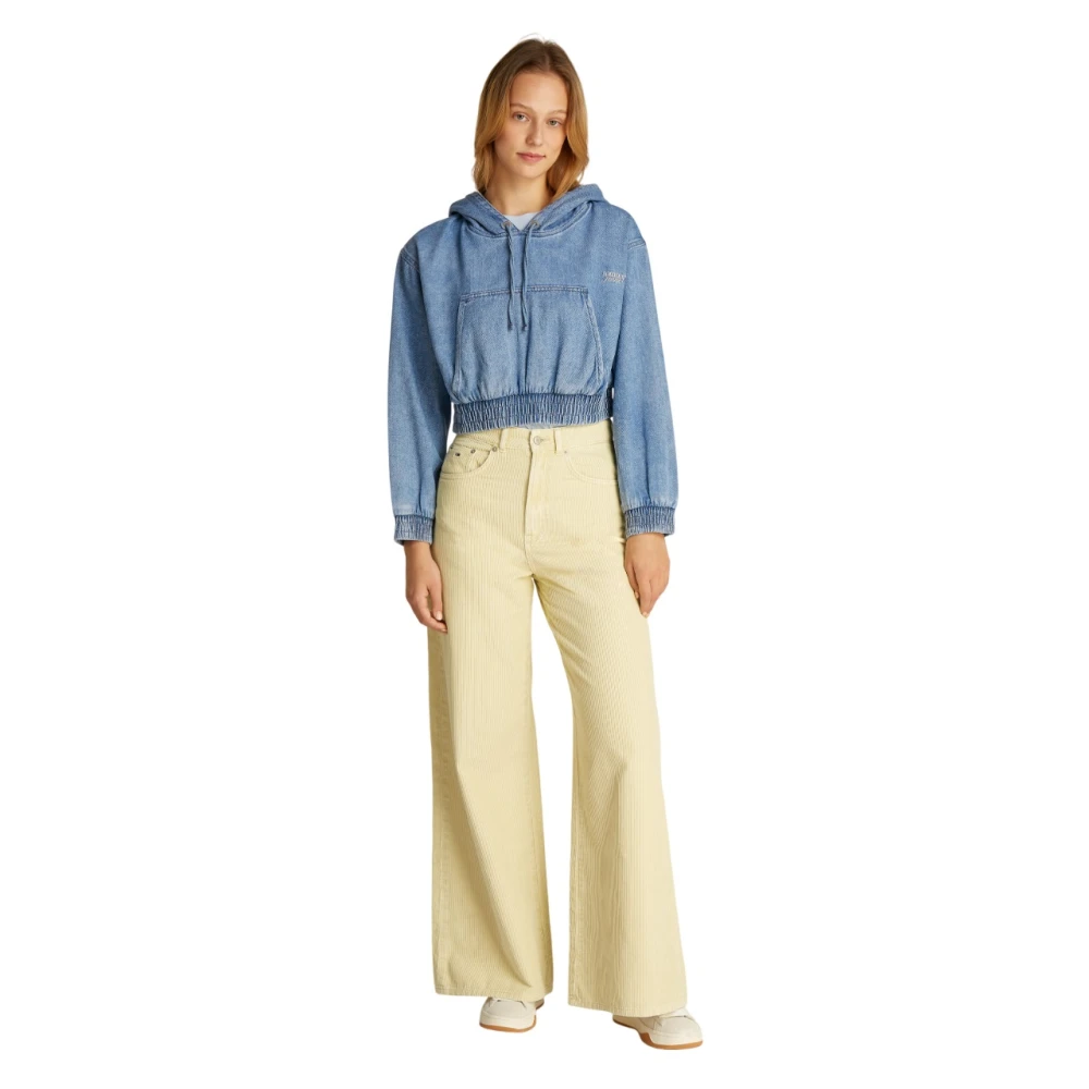 Tommy Jeans Blauwe Denim Streetwear Sweater Blue Dames