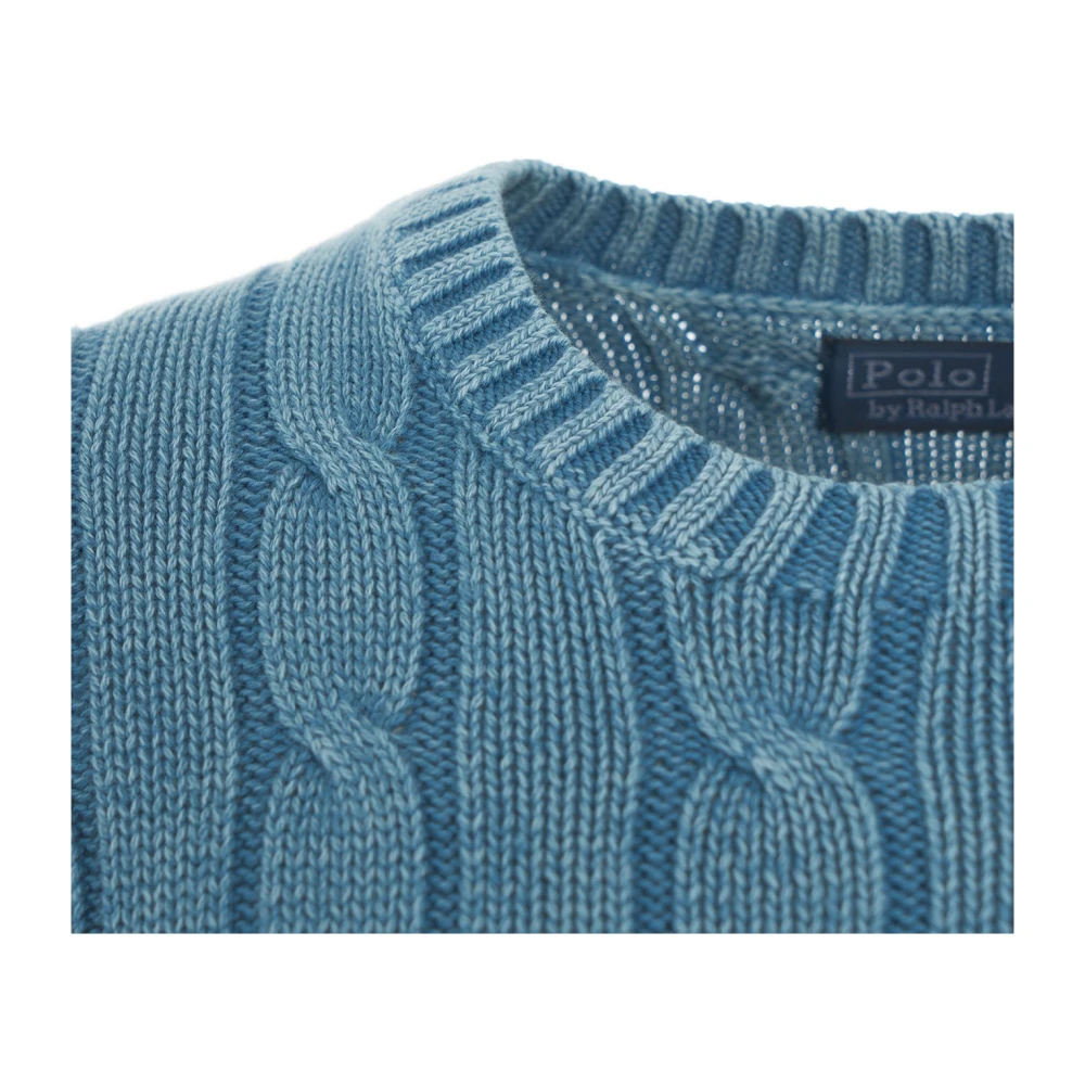 Polo Ralph Lauren Blauwe Kabeltrui met Patches Blue Dames