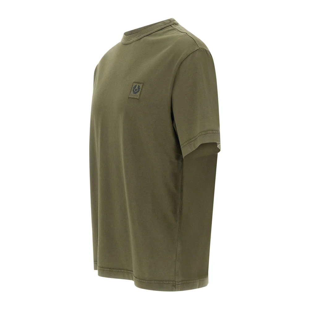 Belstaff Groene Militaire T-shirt met Logo Patch Green Heren