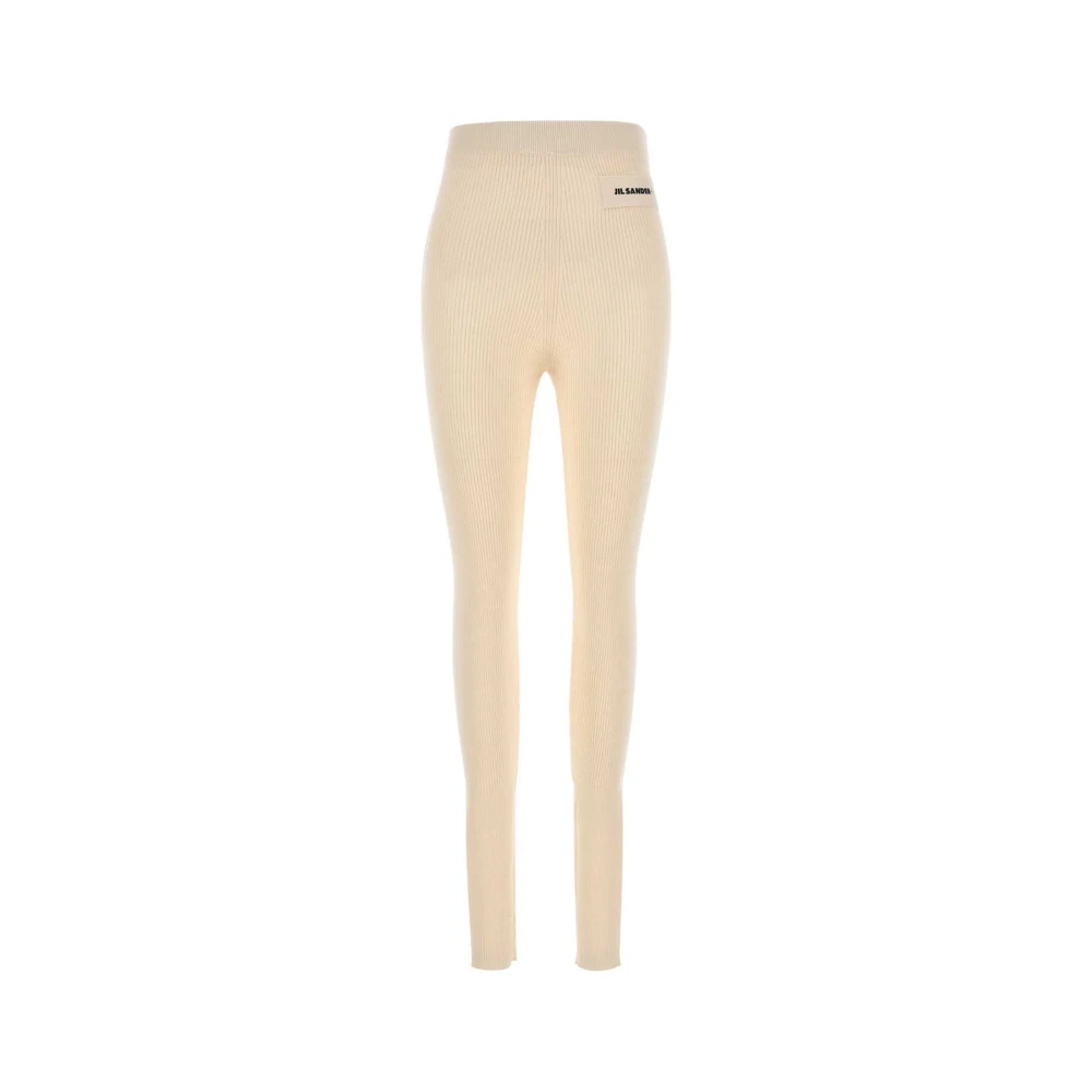 Jil Sander Ivory Wool Blend Leggings Beige, Dam