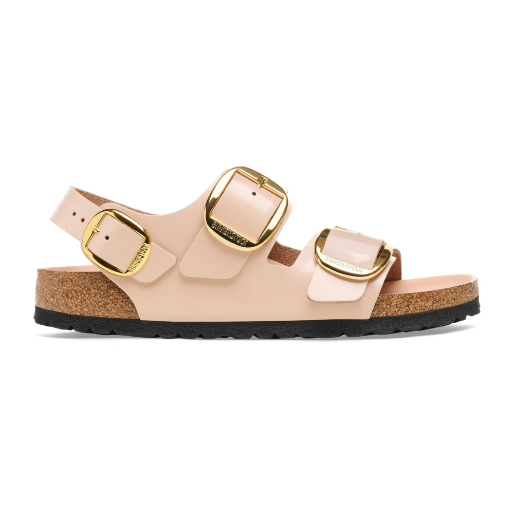 Birkenstock Milano Big Buckle Sandaler i Naturligt Lackläder Beige, Dam