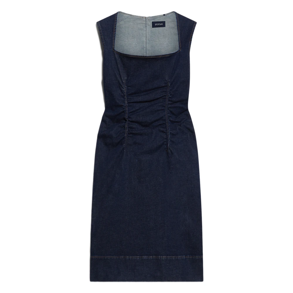 SPORTMAX Indigo Denim Scroll Jurk Blue Dames