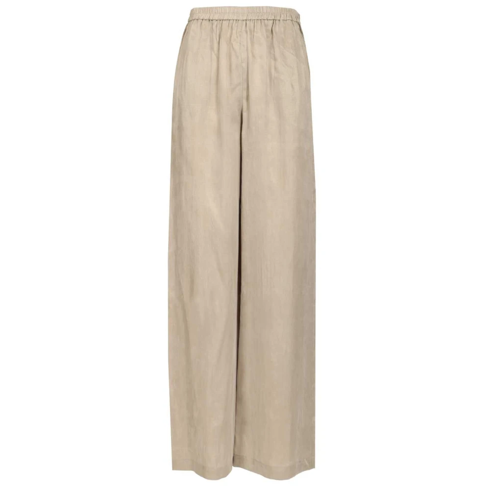 Emporio Armani Gray Wide Trousers, Female, M, Elasticated-Waist Trousers In Flowing Washed Lyocell
