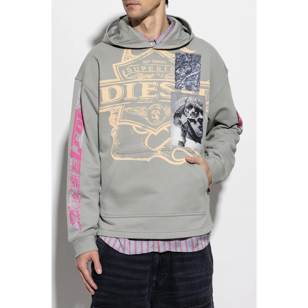 Diesel Hoodie S-Baxt-Hood-R1 Gray Heren