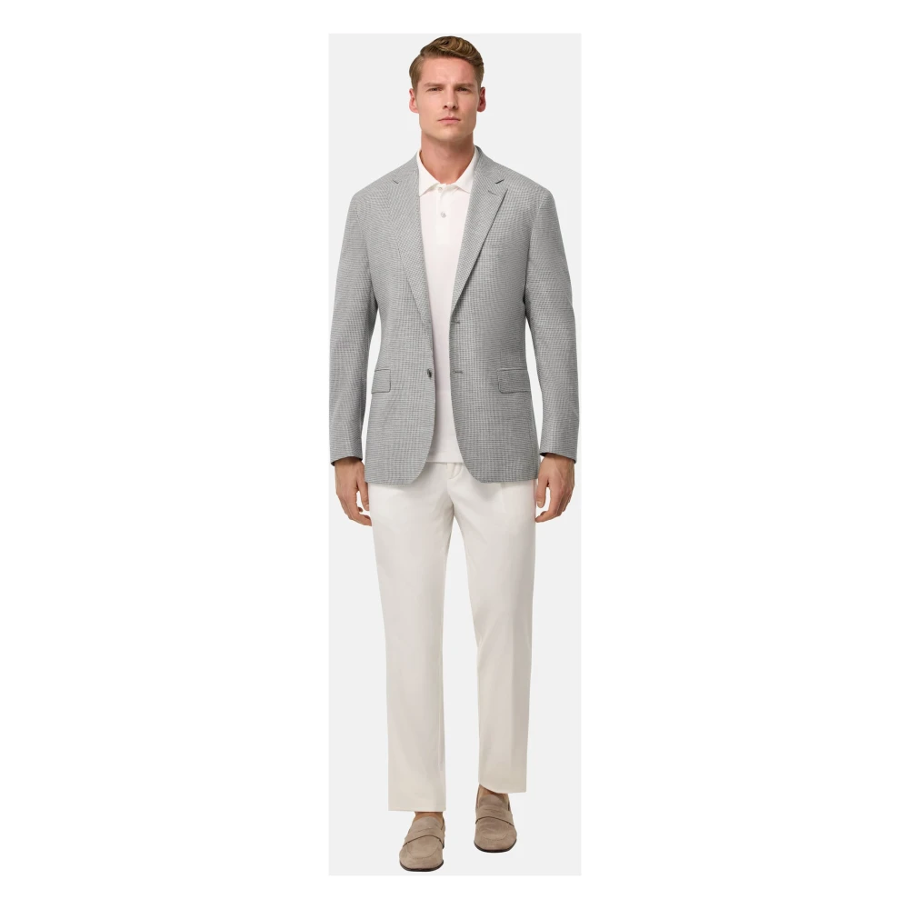 Boggi Milano Lichtgrijze jas van stretch linnen en wol Gray Heren