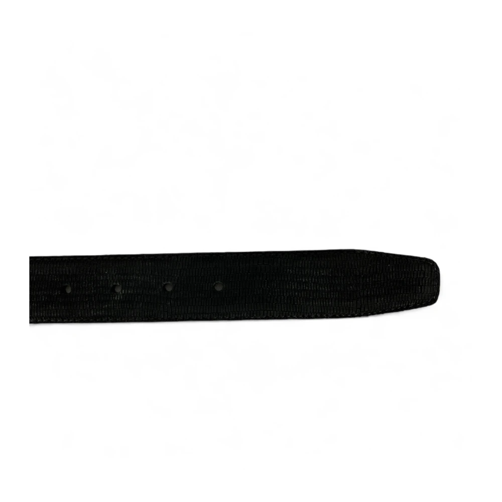 Van Bommel Heren Leren Riem met Reptielpatroon Black Heren