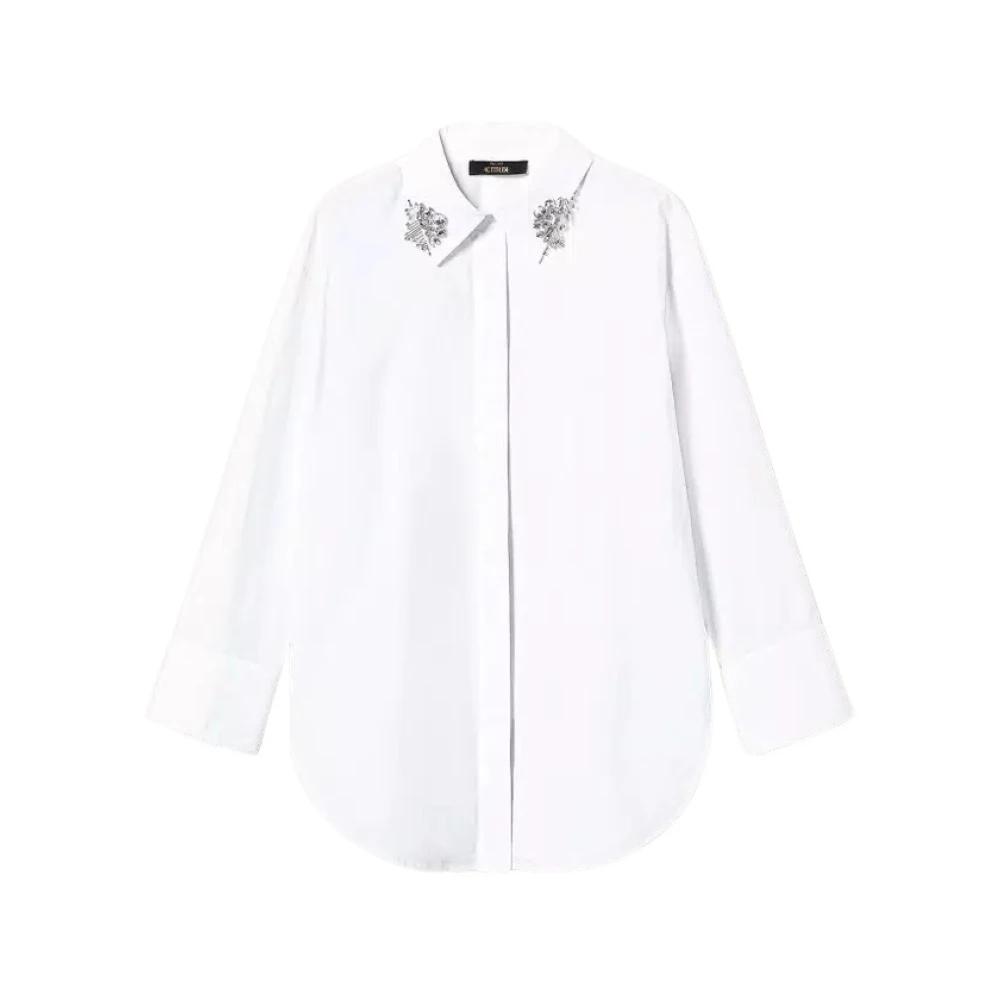Twinset Geborduurde Poplin Overhemd White Dames