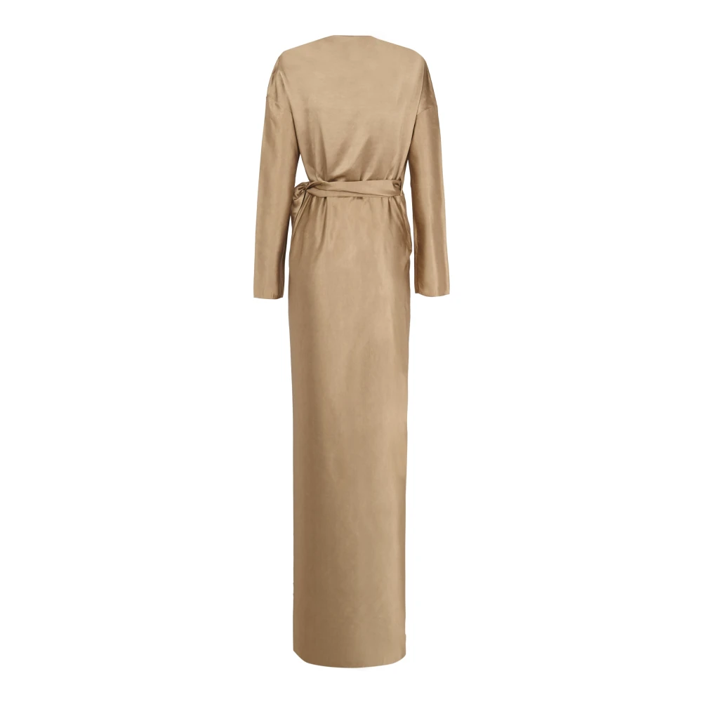 Cortana Wikkel Linnen Viscose Jurk Cocoa Brown Dames
