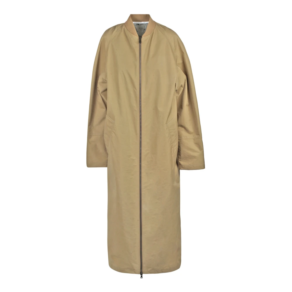 Alysi Lange technische trenchcoat met geribbelde kraag Beige Dames