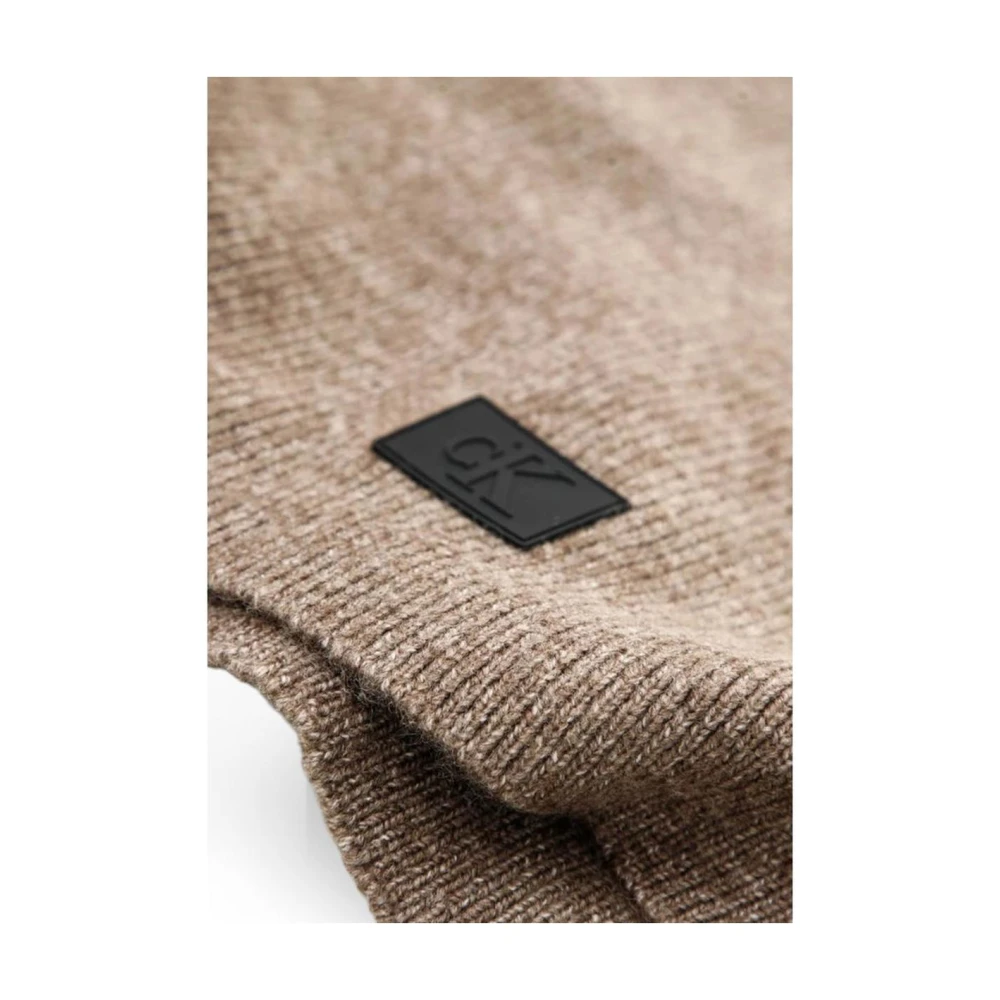 Calvin Klein Jeans Geribbeld Acryl Blend Sjaal Brown Heren