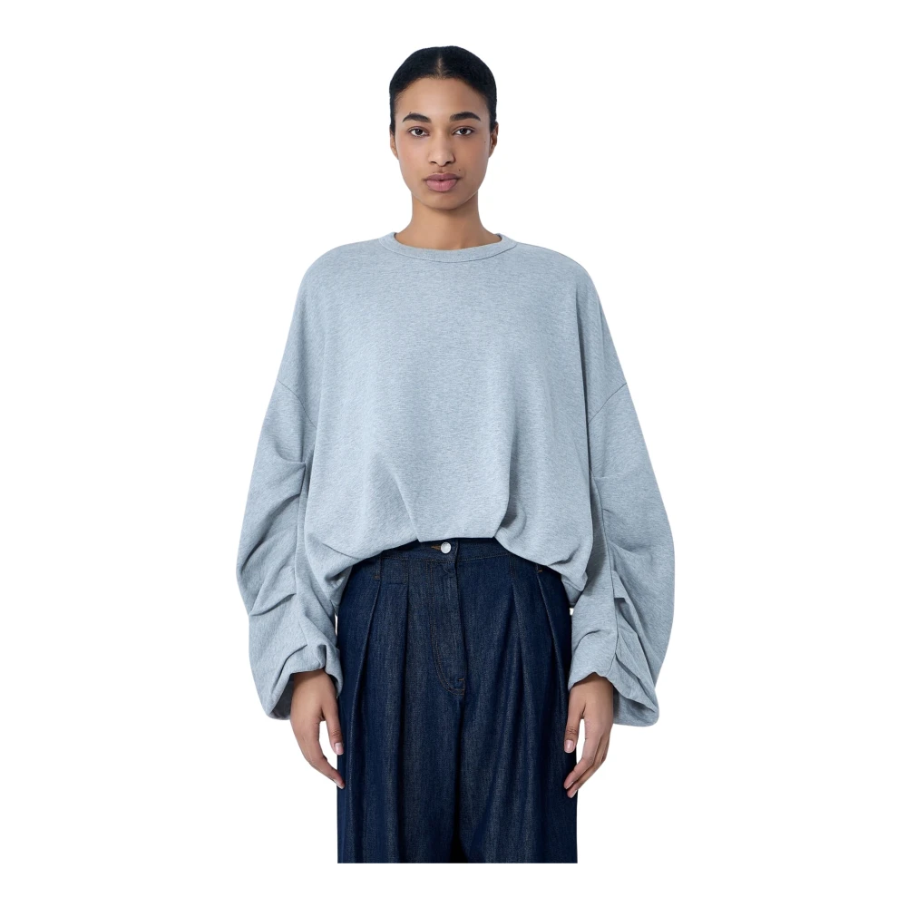 Dries Van Noten Women's Gray Sweatshirts, M, Oversized Crewneck Jumper