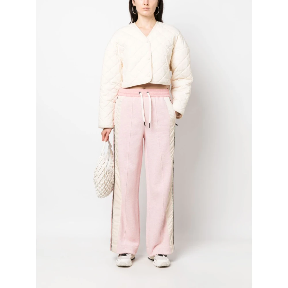 Moncler Roze Gestreepte Katoenen Broek Pink Dames